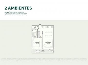 Departamento · 42m² · 2 Ambientes · 1 Cochera · Venta de Pozo: Palmera Golf El Canton Escobar