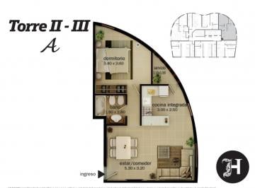 Departamento · 57m² · 1 Dormitorio · Departamento en Venta 1 Dorm en Torres H