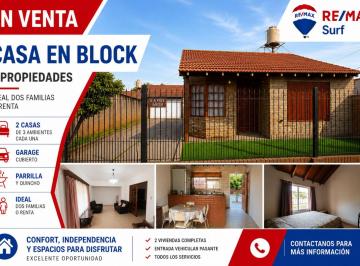 Casa · 350m² · 6 Ambientes · 1 Cochera · Venta de Casa en Block - 2 Casas de 3 Amb.