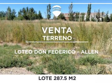 Terreno · 288m² · Venta Lotes Don Federico Allen