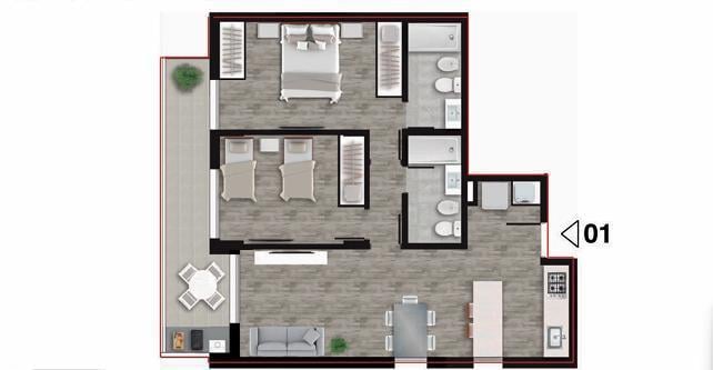 Departamento · 61m² · 3 Ambientes