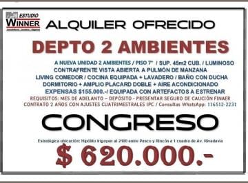 ALQUILER OFRECIDO CONGRESO
Hipólito Yrigoyen al 2100 entre Pasco y Rincón a 1 cu · Alquiler Ofrecido 2 Ambientes (A Nuevo) - Congreso / Balvanera