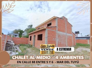 Casa de 4 ambientes, Mar del Tuyú · Chalet 4 Ambientes Dos Plantas Al Fondo a Estrenar en Mar del Tuyú Vende Sara Zapata Inmobiliaria