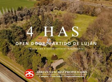 Casa de 10 ambientes, Luján · Chacra de 4 Has en Open Door con Casa, Galpones y Piscina