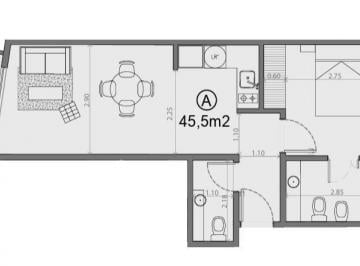 Departamento · 45m² · 2 Ambientes · Departamento 2 Amb en Suite en Pozo Barrio Norte