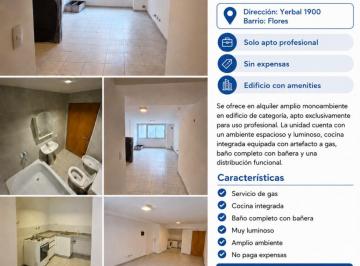 Departamento , Flores · Monoambiente Amplio y Luminoso – Apto Profesional – Sin Expensas – Amenities