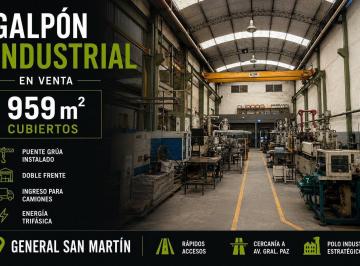 Depósito · 989m² · Galpón Industrial con Puente Grúa + Doble Frente | San Martín | 959 m²