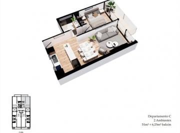 Departamento · 51m² · 2 Ambientes · Departamento en Venta 2 Amb - Guemes