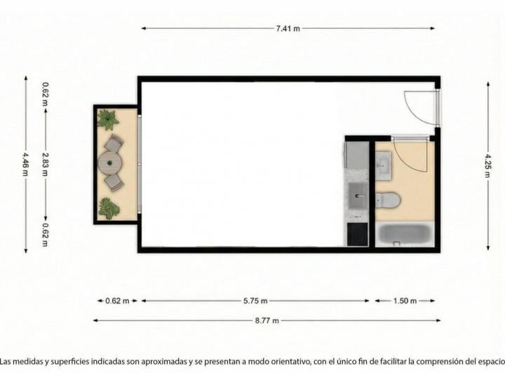 Monoambiente en Venta con Balcón Aterrazado