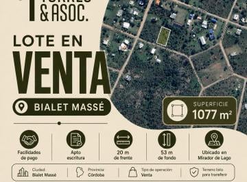 Terreno , Bialet Massé · Lote en Venta en Bialet Massé – 1.077 m² con Escritura