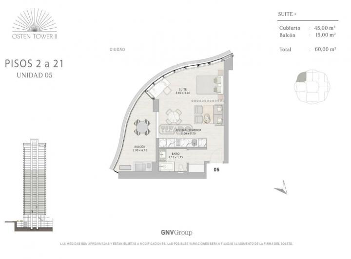 Departamento · 45m² · 2 Ambientes · 1 Cochera