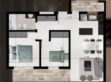 Departamento · 62m² · 3 Ambientes · Venta, Departamento 2 Dorm. - Obra, La Plata