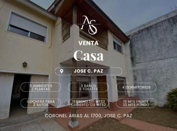 Casa · 68m² · 5 Ambientes · 2 Cocheras · Casa - Jose Clemente Paz