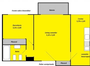 Departamento de 2 ambientes, Belgrano · Dueño Alquila Hermoso 2 Amb Al Fte con Balcón y Amplia Cocina