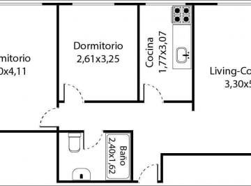 Departamento · 58m² · 3 Ambientes · Venta Departamento 3 Ambientes en Chacarita