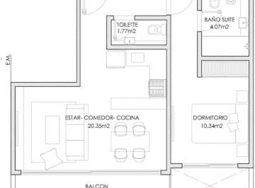 Departamento · 45m² · 2 Ambientes · 1 Cochera · Semipiso 2 Ambientes a Estrenar en Vicente Lopez
