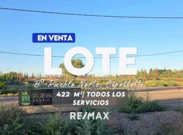 Terreno · 422m² · Venta Lote Barrio Pueblo Norte