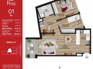 Departamento · 66m² · 3 Ambientes · Venta Apartamento 2 Dorm Cordón Rosso Marzo2028