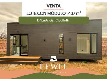 Terreno · 437m² · 2 Ambientes · Venta Lote con Modulo Habitacional U Oficina Barrio La Alicia Plotter