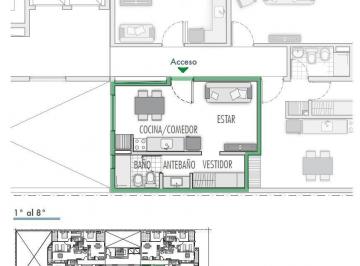 Departamento · 31m² · 1 Ambiente · Pueyrredon 1467 8 D