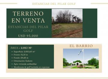 Terreno · 2084m² · Terreno en Venta en Estancias del Pilar Golf