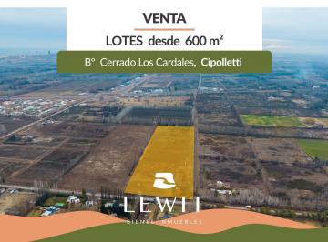 Terreno · 600m² · Venta Terrenos | Lotes Desde 600 m² | Barrio Cerrado Los Cardales | Cipolletti