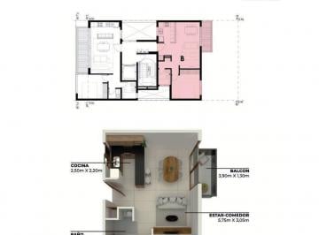 Departamento · 55m² · 2 Ambientes · Departamento - La Plata