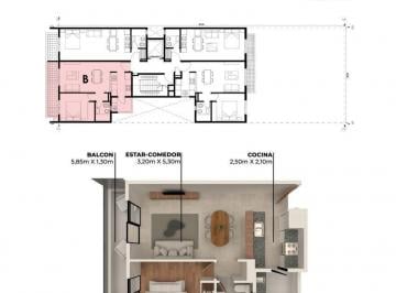 Departamento · 55m² · 2 Ambientes · Departamento - La Plata