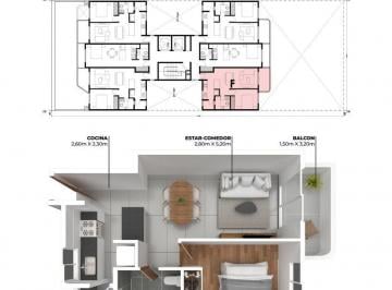 Departamento · 42m² · 2 Ambientes · Departamento - La Plata