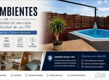 PH · 62m² · 3 Ambientes · 1 Cochera · PH 3 Ambientes en Venta Pileta Quincho Terraza en Villa Bosch