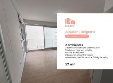 Departamento · 47m² · 2 Ambientes · Excelente Dpto. 2 Ambientes en Alquiler en Edificio con Amenities.