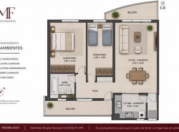 Departamento · 64m² · 3 Ambientes · 1 Cochera · Depto 3 Ambientes con Cochera y Balcón Aterrazado en Floresta