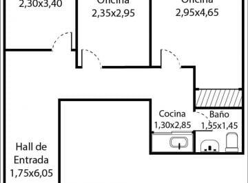 Departamento · 43m² · 3 Ambientes · Alquiler Comercial Ideal Consultorio en San Miguel
