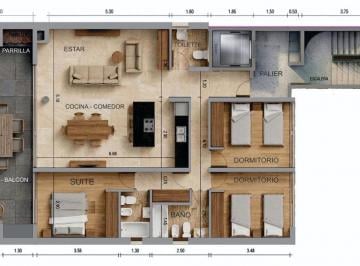 Departamento · 100m² · 5 Ambientes · 1 Cochera · Venta Departamento 3 Dorm. Lourdes