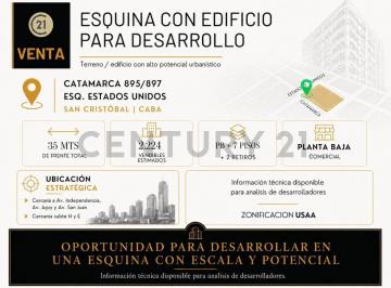 Terreno · 1007m² · Terreno / Edificio en Esquina Usaa Para Desarrollo | San Cristóbal