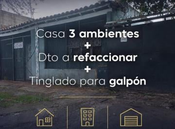 Casa · 95m² · 3 Ambientes · 1 Cochera · Casa 3 Ambientes Más Departamento a Refaccionar en Jose León Suarez