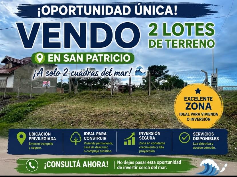 Vendo dos lotes de terreno valor U$S 15.000 C/U 365mts c/u A dos cuadras del mar