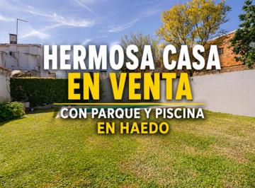 Casa · 180m² · 5 Ambientes · 2 Cocheras · Casa 5 Ambientes Venta Haedo con Parque y Pileta