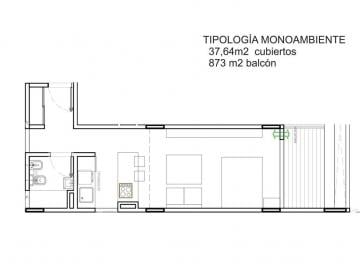 Departamento · 38m² · 1 Ambiente · Monoambiente en Venta La Plata Obra