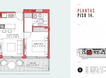 Departamento · 35m² · 2 Ambientes · Venta • Maker Nuñez • 2 Ambientes
