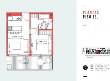 Departamento · 35m² · 2 Ambientes · Venta • Maker Nuñez • 2 Ambientes