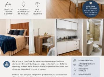 Departamento de 1 ambiente, Recoleta · Departamento en Alquiler - Monoambiente en Recoleta Amoblado