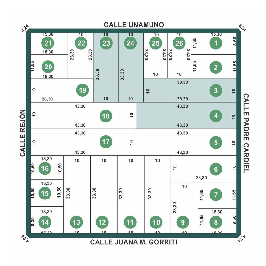 Lote 333m² en barrio Los Pinares, zona residencial con todos los servicios