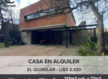 Casa · 213m² · 4 Ambientes · 2 Cocheras · Casa en Alquiler en El Quimilar 3 Dorm.