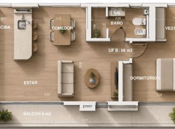 Departamento · 58m² · 2 Ambientes · Departamento a Estrenar