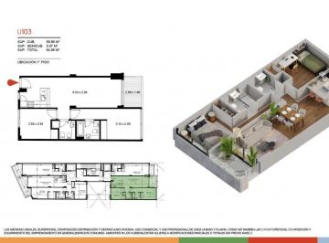 Departamento · 59m² · 3 Ambientes · Venta Departamento 3 Ambientes con Balcón en Palermo Hollywood