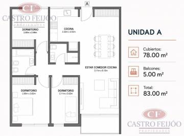 Departamento · 78m² · 4 Ambientes · Epartamento de 4 Ambientes Al Frente con Balcón y Baulera