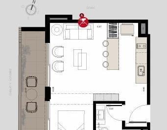 Departamento · 34m² · 1 Ambiente · Monoambiente en Villa Devoto