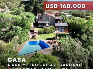 Casa · 200m² · 6 Ambientes · 1 Cochera · Venta Gran Casa de 3 Dorm. con Pileta y Vista a Las Sierras en Sol y Río, Villa Carlos Paz