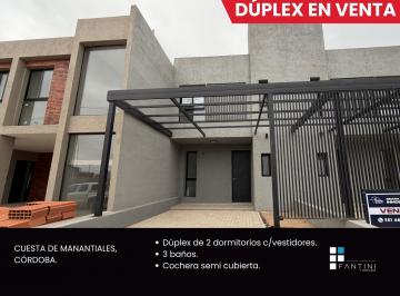 Casa · 125m² · 4 Ambientes · 2 Cocheras · Venta Dúplex a Estrenar Cuestas de Manantiales. 2 Dorm.. 3 Baños.